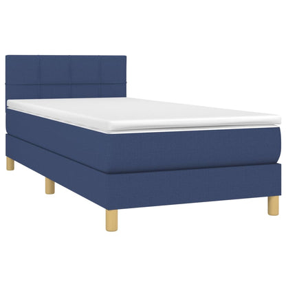 Letto a Molle con Materasso e LED Blu 80x200 cm in Tessuto - homemem39