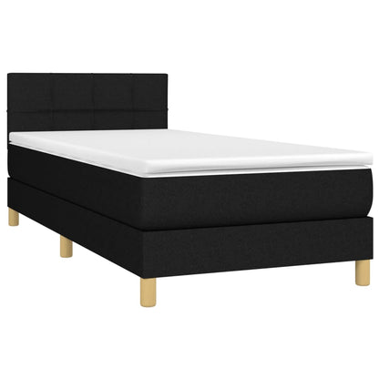 Letto a Molle con Materasso e LED Nero 100x200 cm in Tessuto - homemem39