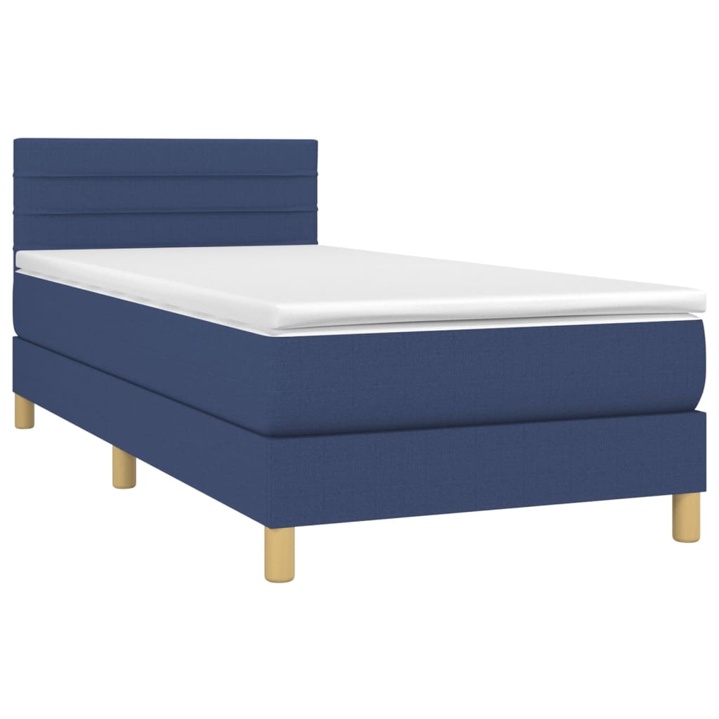 Letto a Molle con Materasso e LED Blu 80x200 cm in Tessuto | homemem39