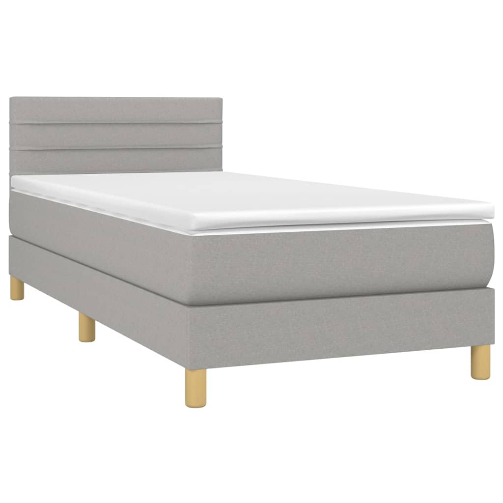 Letto a Molle Materasso e LED Grigio Chiaro 90x190 cm Tessuto - homemem39