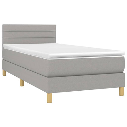 Letto a Molle Materasso e LED Grigio Chiaro 90x190 cm Tessuto - homemem39