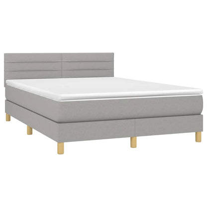 Letto a Molle Materasso e LED Grigio Chiaro 140x190 cm Tessuto | homemem39