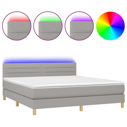 Letto a Molle Materasso e LED Grigio Chiaro 160x200 cm Tessuto - homemem39