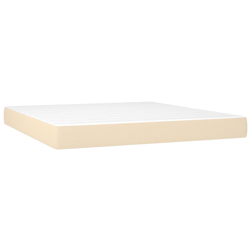 Letto a Molle con Materasso e LED Crema 160x200 cm in Tessuto | homemem39