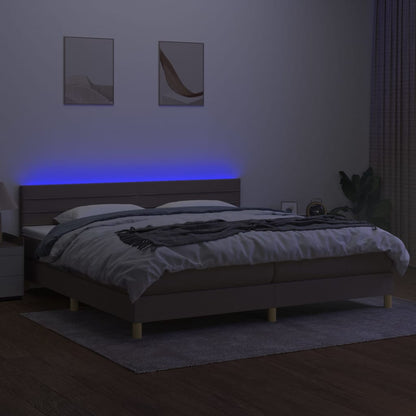 Letto a Molle Materasso e LED tortora 200x200cm in Tessuto - homemem39