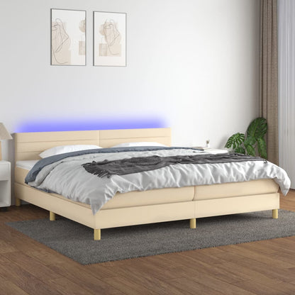 Letto a Molle Materasso e LED bianco 200x200cm in Tessuto - homemem39