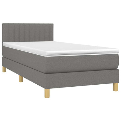 Letto a Molle Materasso e LED Grigio Scuro 80x200 cm in Tessuto
