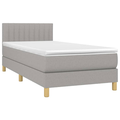 Letto a Molle Materasso e LED Grigio Chiaro 90x190 cm Tessuto