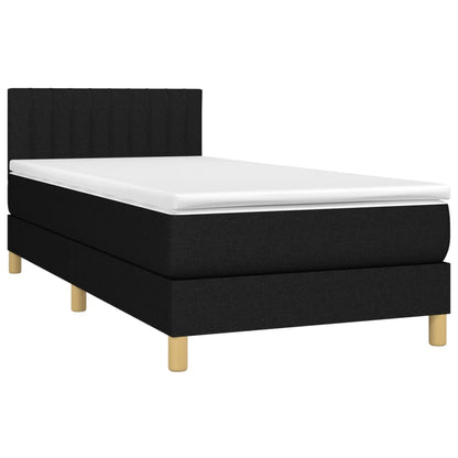 Letto a Molle con Materasso e LED Nero 90x190 cm in Tessuto - homemem39