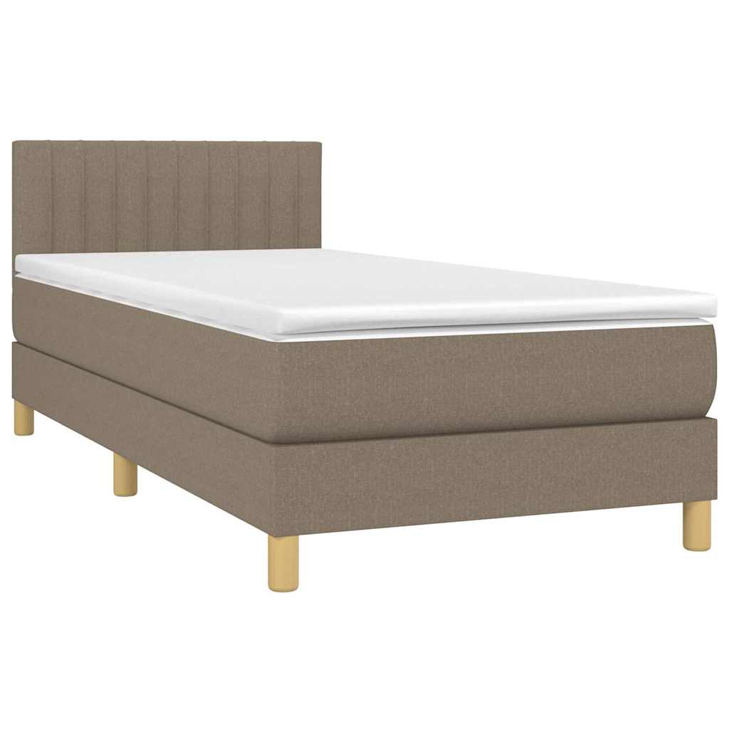 Letto a Molle con Materasso e LED Tortora 90x190 cm in Tessuto