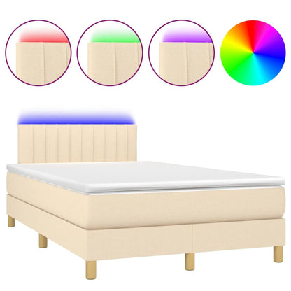 Letto a Molle con Materasso e LED Crema 120x200cm in Tessuto - homemem39