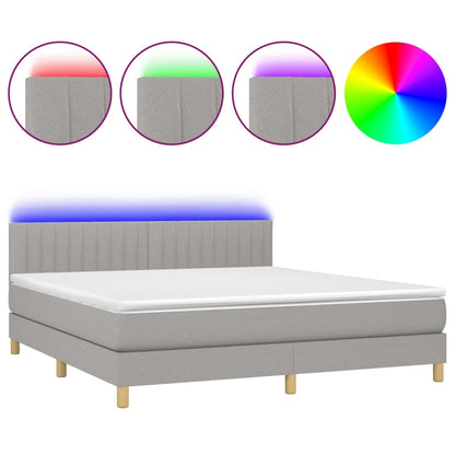 Letto a Molle Materasso e LED Grigio Chiaro 180x200 cm Tessuto - homemem39