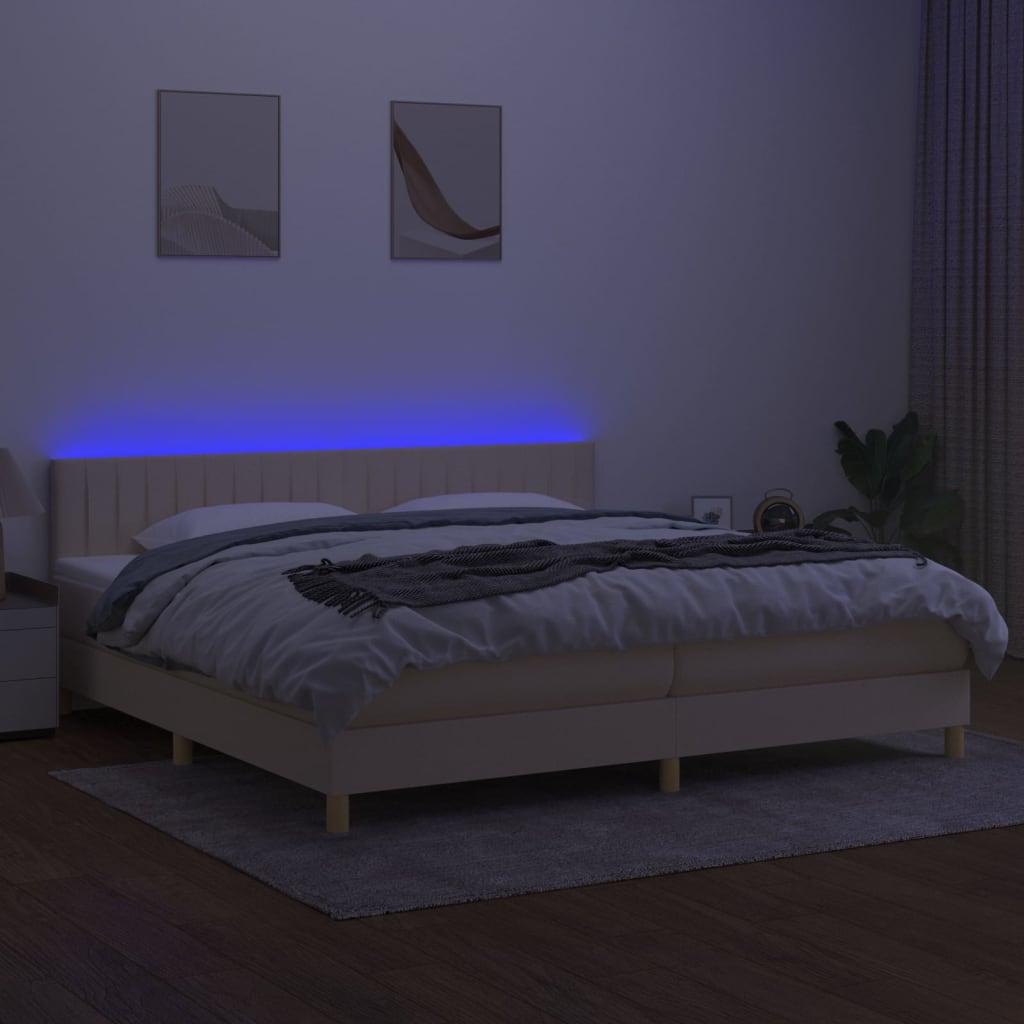 Letto a Molle Materasso e LED bianco 200x200cm in Tessuto - homemem39