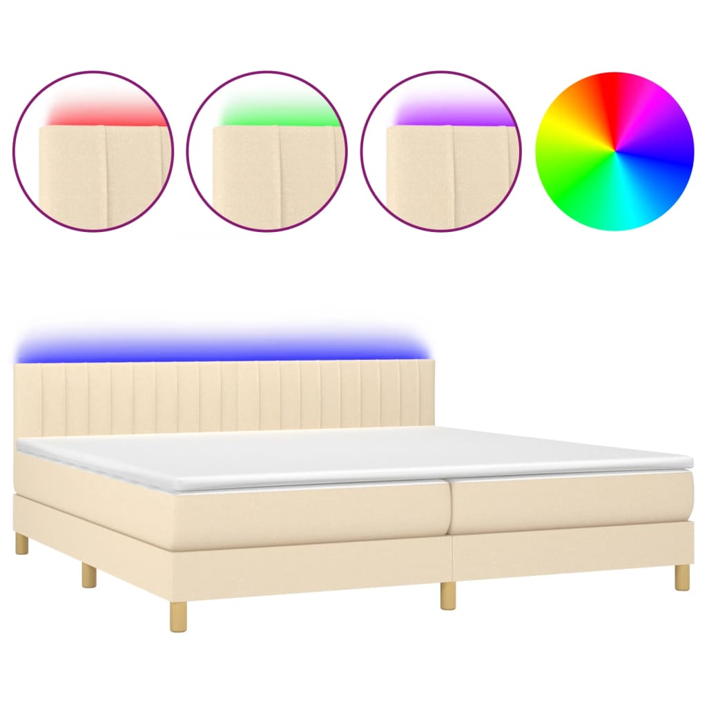 Letto a Molle Materasso e LED Grigio Scuro 80x200 cm in Tessuto