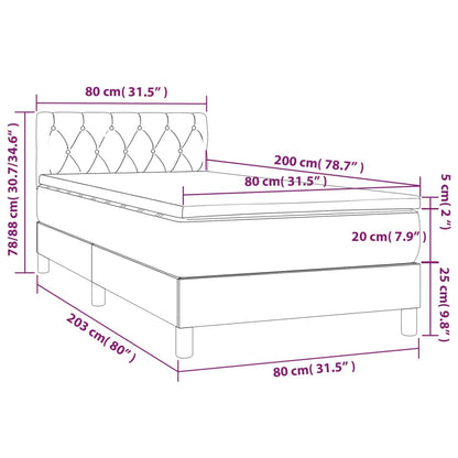 Letto a Molle con Materasso e LED Crema 80x200 cm in Tessuto