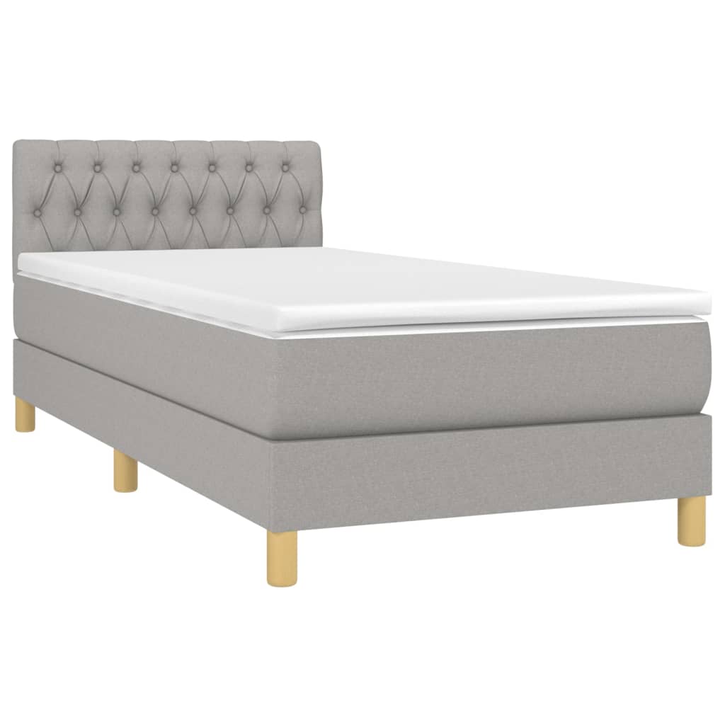 Letto a Molle Materasso e LED Grigio Chiaro 90x190 cm Tessuto - homemem39