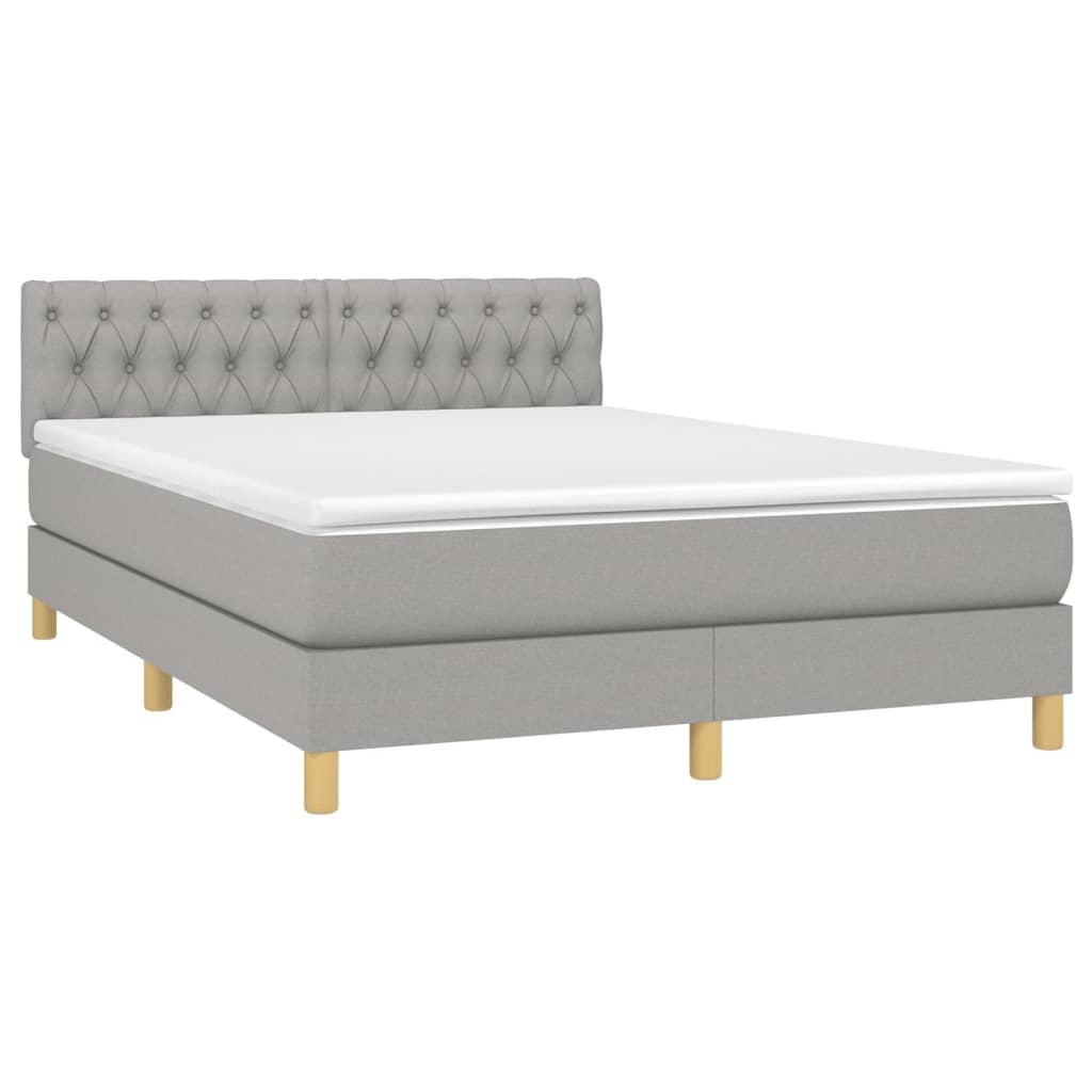 Letto a Molle Materasso e LED Grigio Chiaro 140x190 cm Tessuto | homemem39