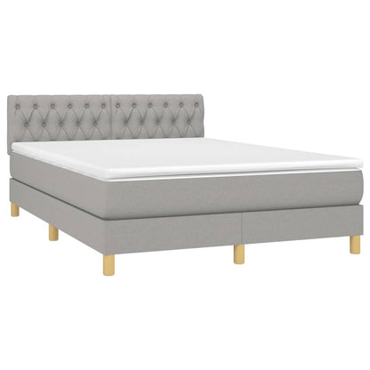 Letto a Molle Materasso e LED Grigio Chiaro 140x190 cm Tessuto | homemem39