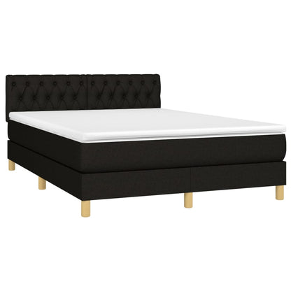 Letto a Molle con Materasso e LED Nero 140x190 cm in Tessuto | homemem39