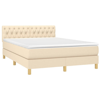 Letto a Molle con Materasso e LED Crema 140x190 cm in Tessuto | homemem39