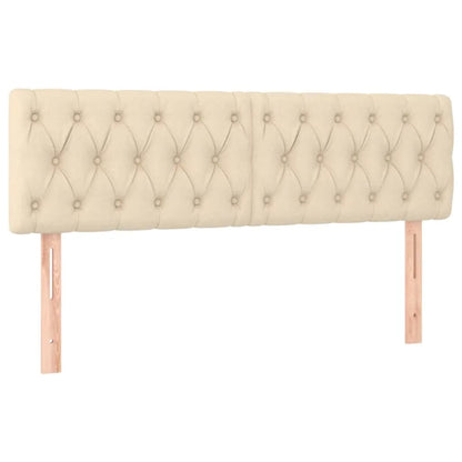 Letto a Molle con Materasso e LED Crema 140x200 cm in Tessuto