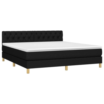 Letto a Molle con Materasso e LED Nero 160x200 cm in Tessuto | homemem39