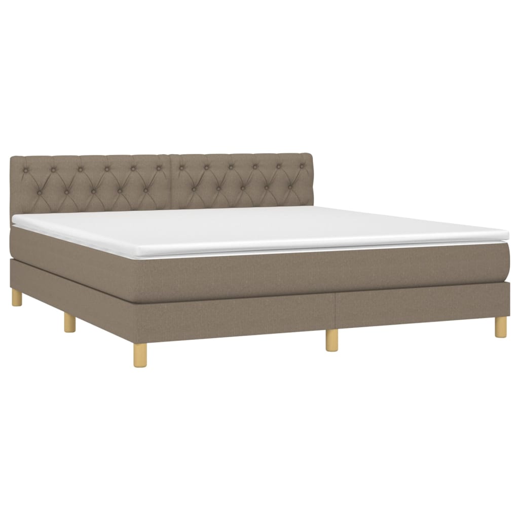 Letto a Molle con Materasso e LED Tortora 160x200 cm in Tessuto | homemem39