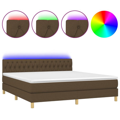 Letto a Molle Materasso e LED MarroneScuro 180x200cm in Tessuto | homemem39