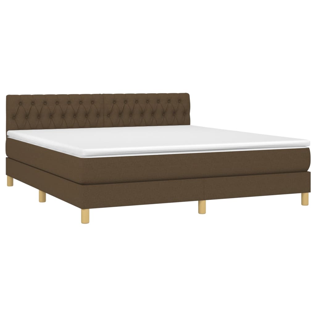 Letto a Molle Materasso e LED MarroneScuro 180x200cm in Tessuto | homemem39