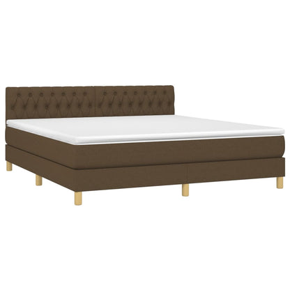 Letto a Molle Materasso e LED MarroneScuro 180x200cm in Tessuto | homemem39
