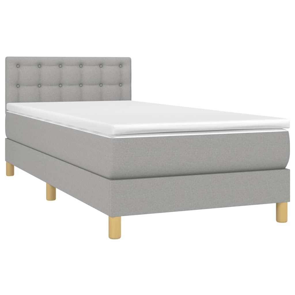 Letto a Molle Materasso e LED Grigio Chiaro 90x190 cm Tessuto - homemem39