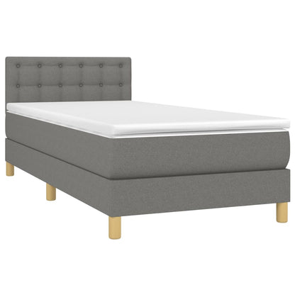 Letto a Molle Materasso e LED Grigio Scuro 90x190 cm in Tessuto - homemem39