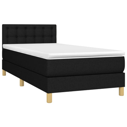 Letto a Molle con Materasso e LED Nero 90x200 cm in Tessuto - homemem39