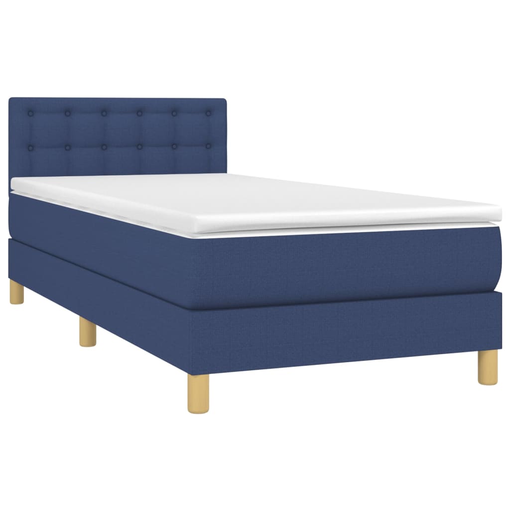 Letto a Molle con Materasso e LED Blu 90x200 cm in Tessuto - homemem39