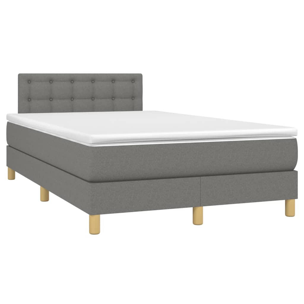 Letto a Molle Materasso e LED Grigio Scuro 120x200cm in Tessuto - homemem39