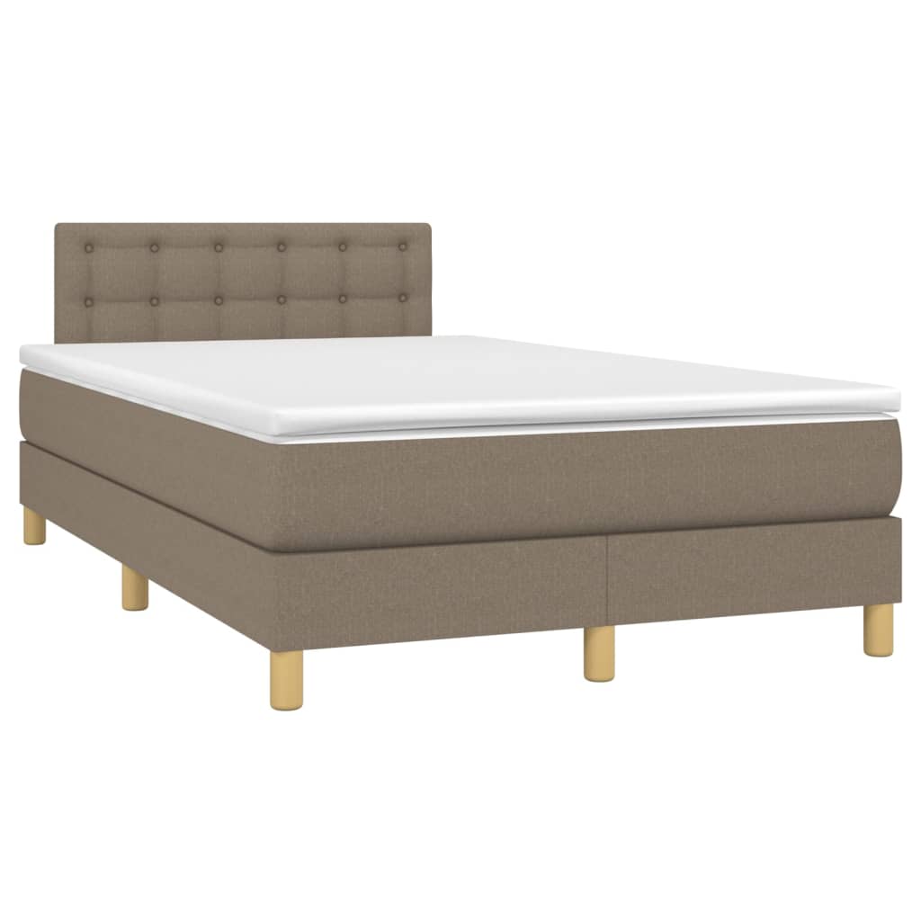 Letto a Molle con Materasso e LED Tortora 120x200cm in Tessuto - homemem39