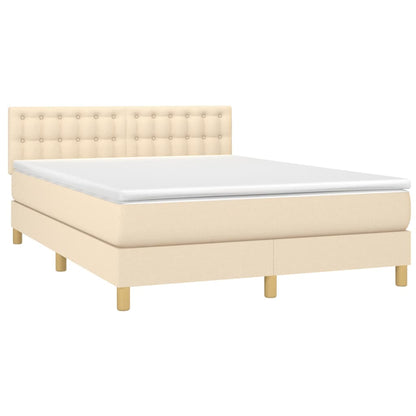 Letto a Molle con Materasso e LED Crema 140x190 cm in Tessuto | homemem39