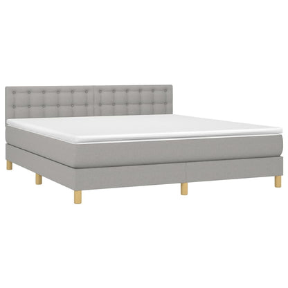 Letto a Molle Materasso e LED Grigio Chiaro 160x200 cm Tessuto - homemem39