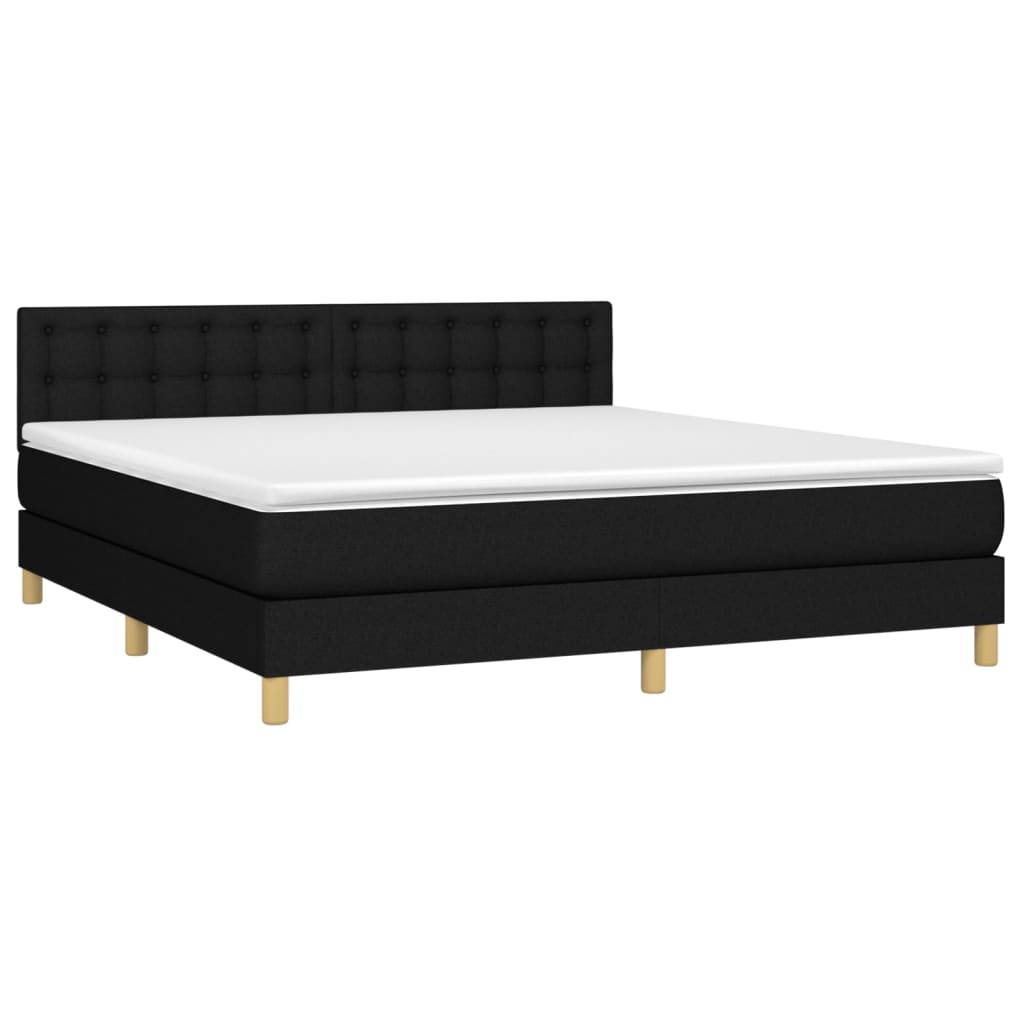 Letto a Molle con Materasso e LED Nero 180x200cm in Tessuto - homemem39