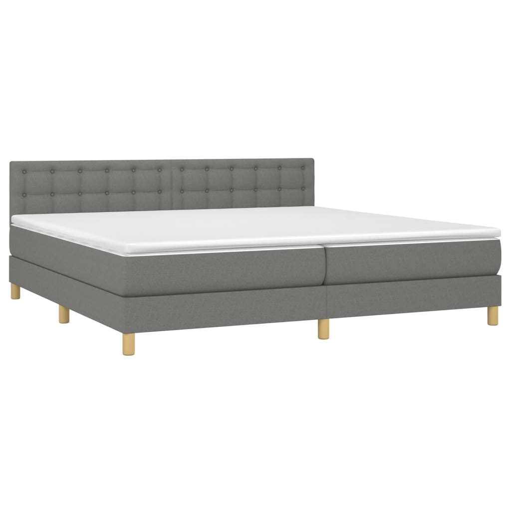 Letto a Molle Materasso e LED Grigio Scuro 200x200cm in Tessuto - homemem39