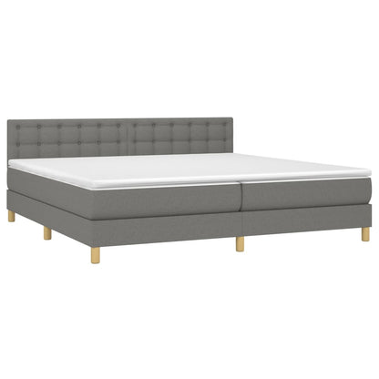 Letto a Molle Materasso e LED Grigio Scuro 200x200cm in Tessuto - homemem39