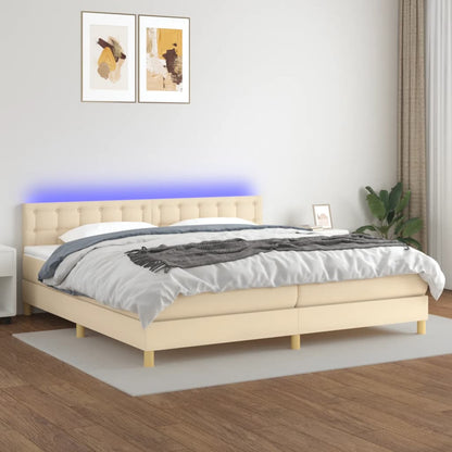 Letto a Molle Materasso e LED bianco 200x200cm in Tessuto - homemem39