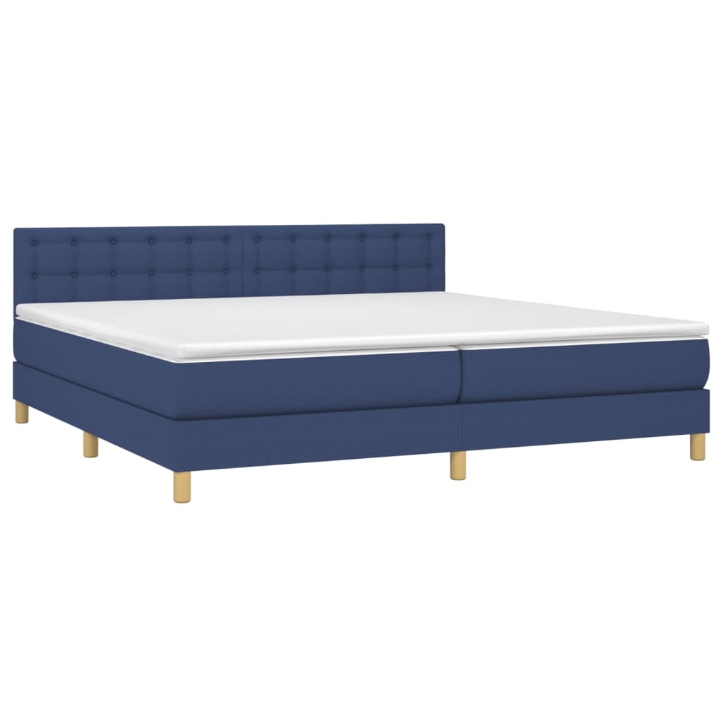 Letto a Molle Materasso e LED Blu 200x200cm in Tessuto - homemem39