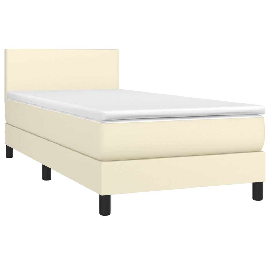Giroletto a Molle con Materasso e LED Crema 80x200cm Similpelle | homemem39