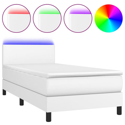 Giroletto Molle con Materasso e LED Bianco 90x190 cm Similpelle