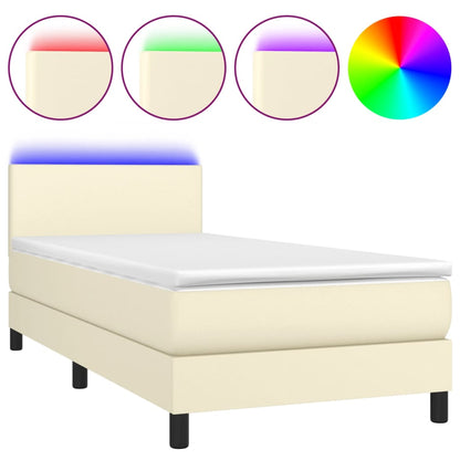 Giroletto a Molle con Materasso e LED Crema 100x200 cm