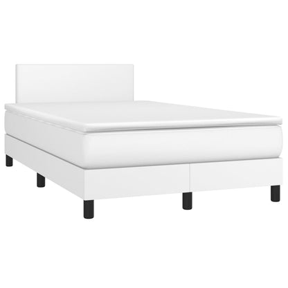 Spring bed frame with mattress and white LED 120x200cm Faux leather