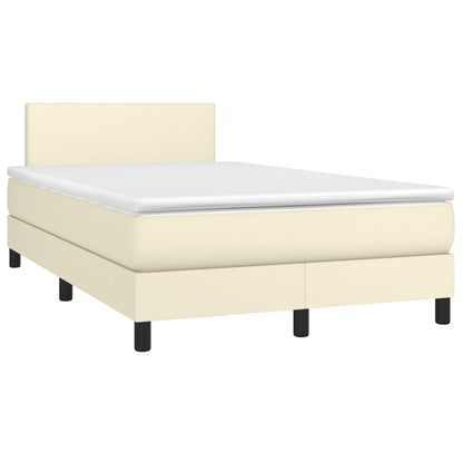 Giroletto Molle con Materasso e LED Crema 120x200cm Similpelle | homemem39