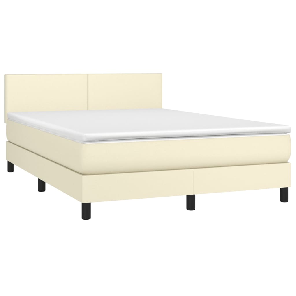 Giroletto a Molle con Materasso e LED Crema 140x190 cm | homemem39