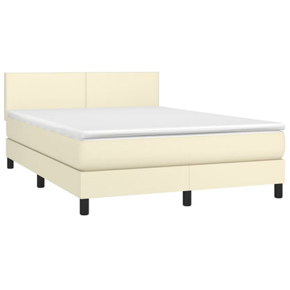 Giroletto a Molle con Materasso e LED Crema 140x190 cm | homemem39